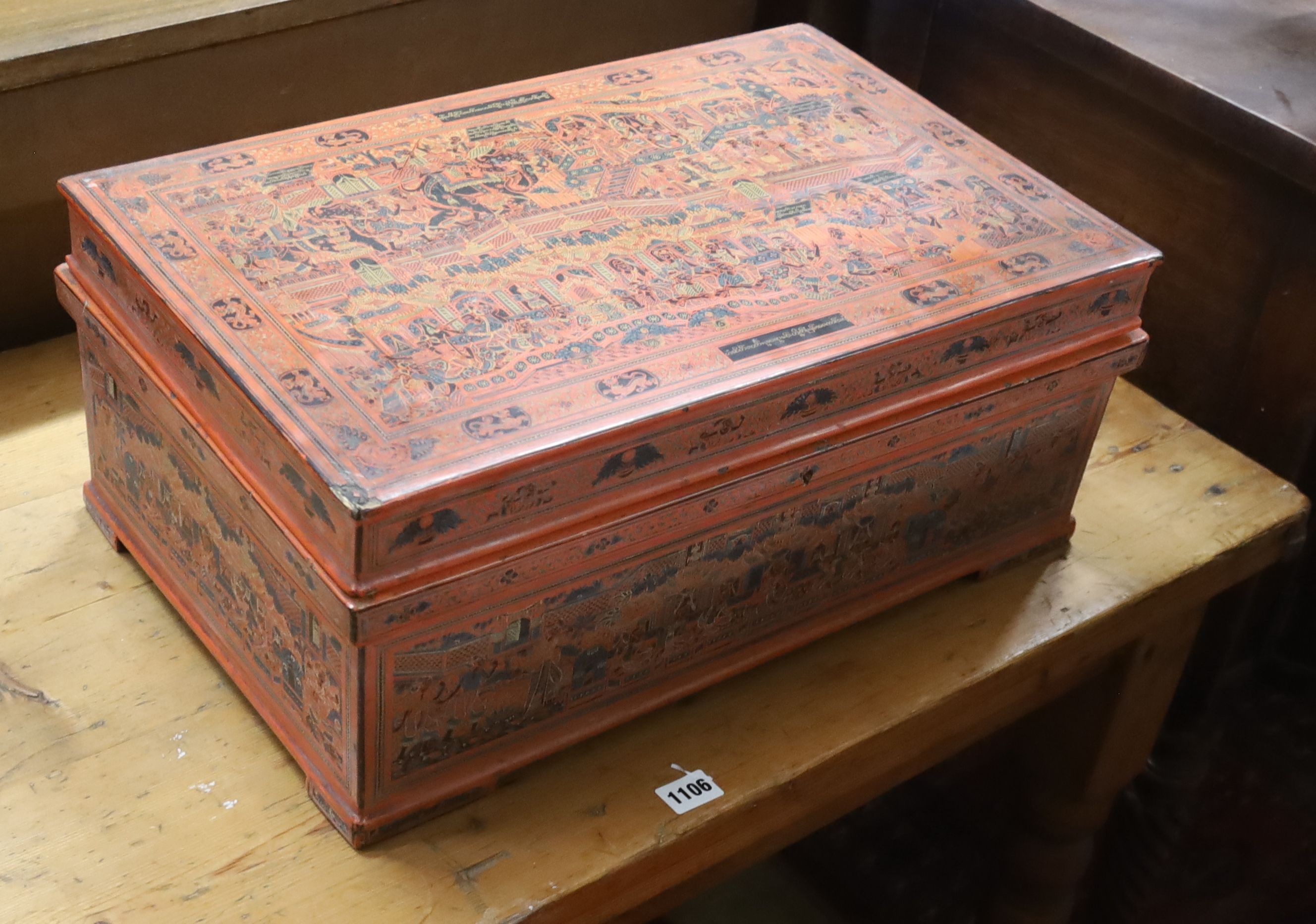 A lacquered workbox on associated base